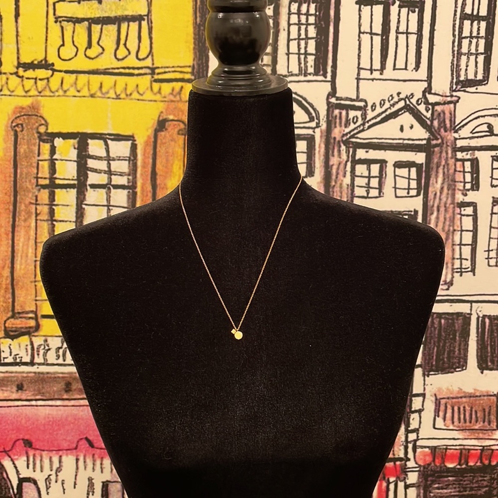 Necklace with small square and circle pendants
